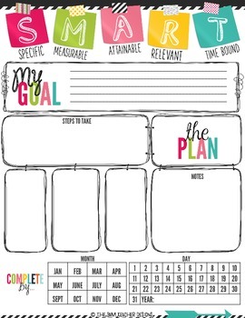 A chart which has spaces to fill up the goals